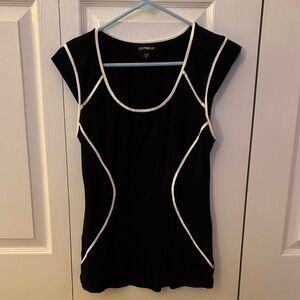 Express Black Tee with White Trim